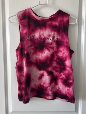 Champion Women's Tie-Dye Muscle Tank - Magenta & Black Accent